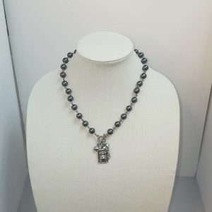 Navy Blue Chunky Charm Necklace